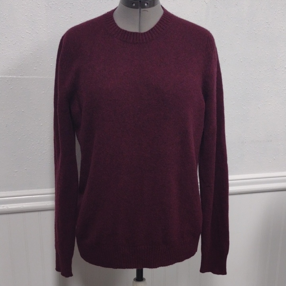 Banana Republic 100% Merino Extra Fine Wool Men's Deep Burgundy Crewneck Sweater